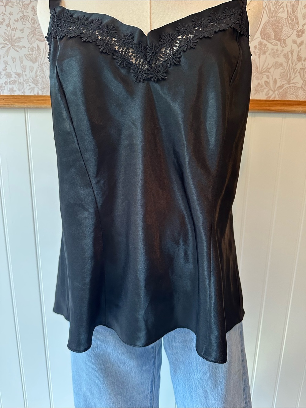 Vintage St. Michael Marks & Spencer Black Satin Lace Camisole – UK 20 - Picture 4 of 7